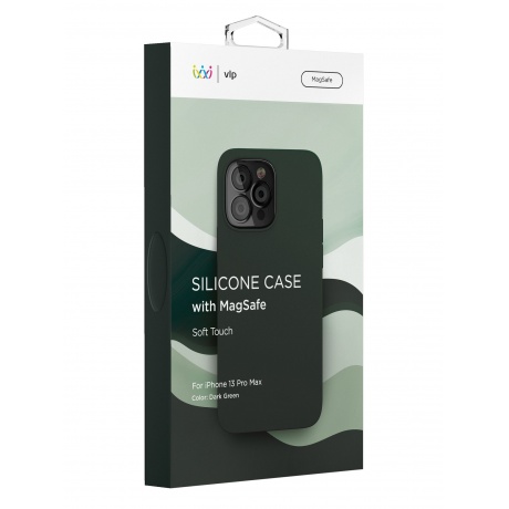 Чехол защитный VLP Silicone case with MagSafe для iPhone 13 ProMax, темно-зеленый - фото 4