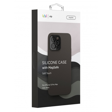 Чехол защитный VLP Silicone case with MagSafe для iPhone 13 ProMax, черный - фото 4