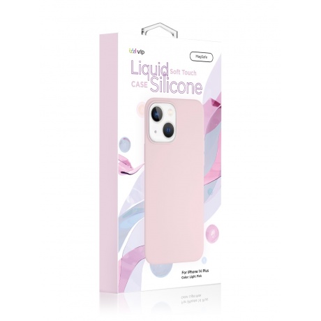Чехол защитный VLP Silicone case with MagSafe для iPhone 14 Plus, светло-розовый - фото 4