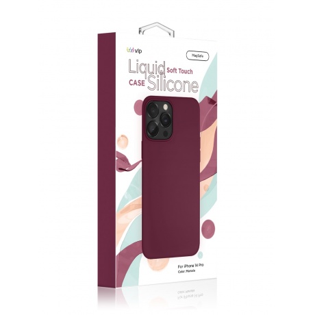 Чехол защитный VLP Silicone case with MagSafe для iPhone 14 Pro, марсала - фото 5