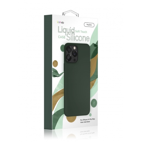 Чехол защитный VLP Silicone case with MagSafe для iPhone 14 ProMax, темно-зеленый - фото 5