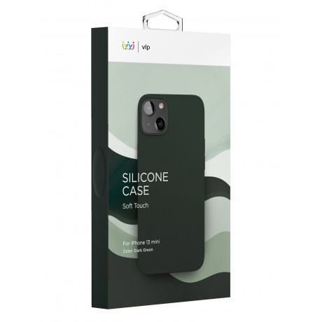 Чехол защитный VLP Silicone case для iPhone 13 mini, темно-зеленый - фото 3