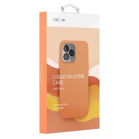 Чехол защитный VLP Silicone case для iPhone 13 Pro, оранжевый - фото 4