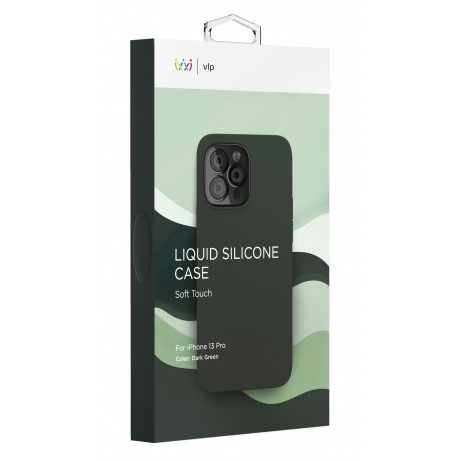 Чехол защитный VLP Silicone case для iPhone 13 Pro, темно-зеленый - фото 4