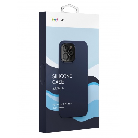 Чехол защитный VLP Silicone case для iPhone 13 ProMax, темно-синий - фото 4