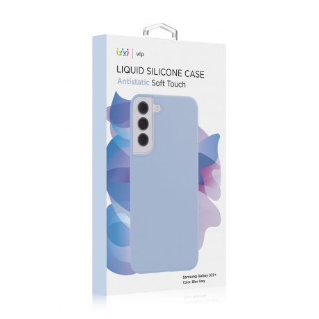 Чехол защитный VLP Silicone case для Samsung S22+, серо-голубой - фото 2