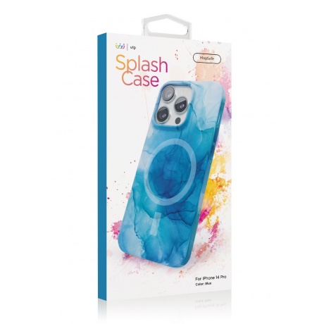 Чехол защитный VLP Splash case с MagSafe для iPhone 14 Pro, синий - фото 2