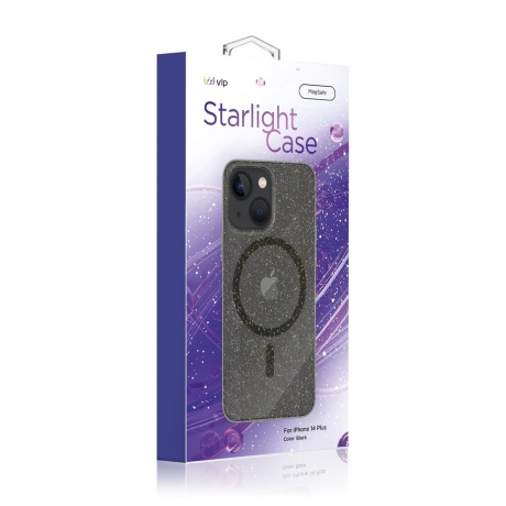 Чехол защитный VLP Starlight Case with MagSafe для iPhone 14 Plus, черный - фото 3