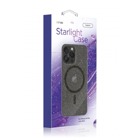 Чехол защитный VLP Starlight Case with MagSafe для iPhone 14 Pro, черный - фото 3