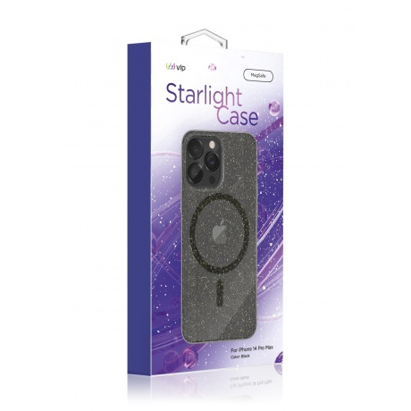Чехол защитный VLP Starlight Case with MagSafe для iPhone 14 ProMax, черный - фото 3