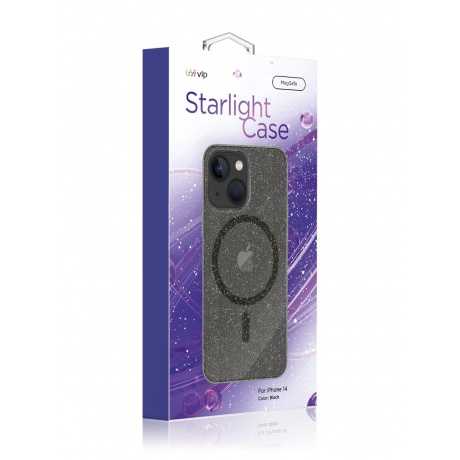 Чехол защитный VLP Starlight Case with MagSafe для iPhone 14, черный - фото 3