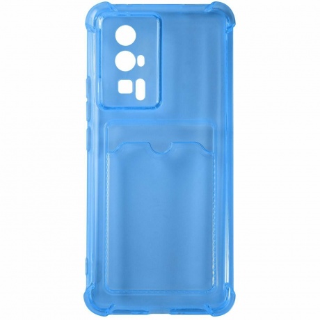 Чехол накладка силикон iBox Crystal для Xiaomi Poco F5 Pro, с кардхолдером (синий) - фото 1