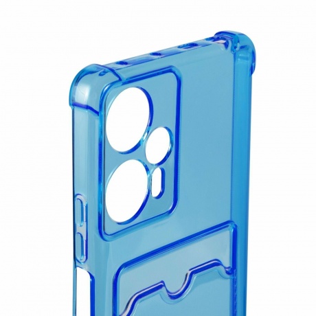 Чехол накладка силикон iBox Crystal для Xiaomi Poco F5, с кардхолдером (синий) - фото 4