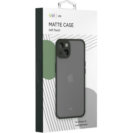 Чехол защитный vlp Matte case для iPhone 13, темно-зеленый - фото 2