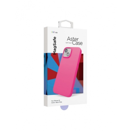 Чехол защитный VLP Aster Case с MagSafe для iPhone 14/15, неоновый розовый - фото 2