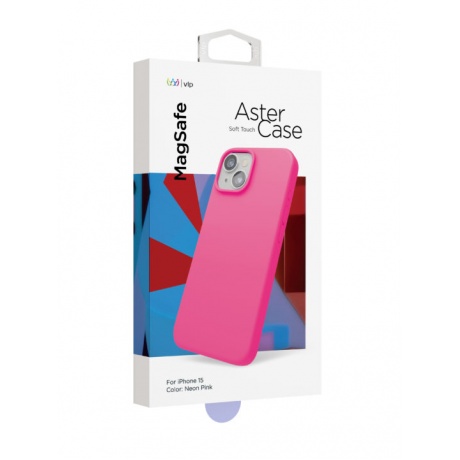 Чехол защитный VLP Aster Case с MagSafe для iPhone 14/15, неоновый розовый - фото 3