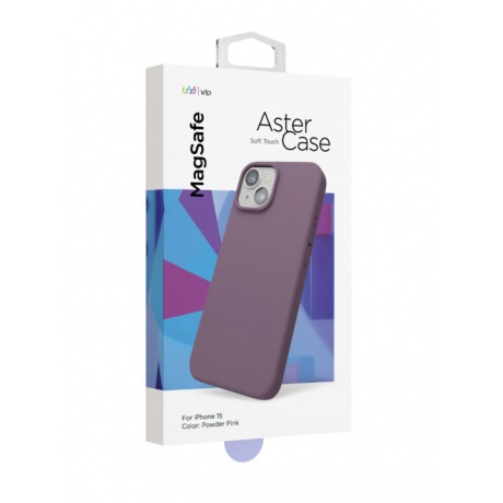 Чехол защитный VLP Aster Case с MagSafe для iPhone 14/15, пудровый - фото 3