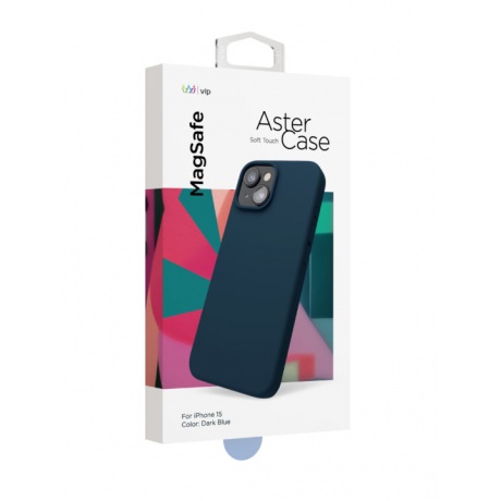 Чехол защитный VLP Aster Case с MagSafe для iPhone 14/15, темно-синий - фото 3