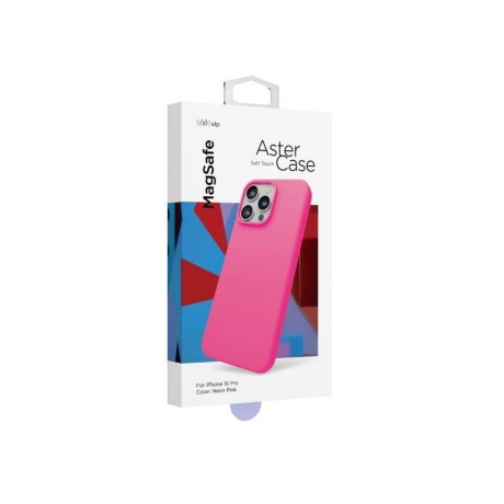 Чехол защитный VLP Aster Case с MagSafe для iPhone 15 Pro, неоновый розовый - фото 2