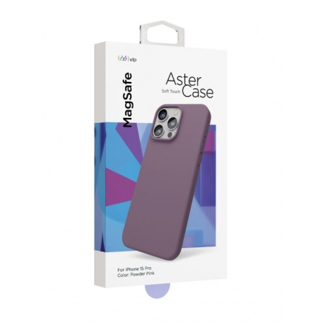 Чехол защитный VLP Aster Case с MagSafe для iPhone 15 Pro, пудровый - фото 3