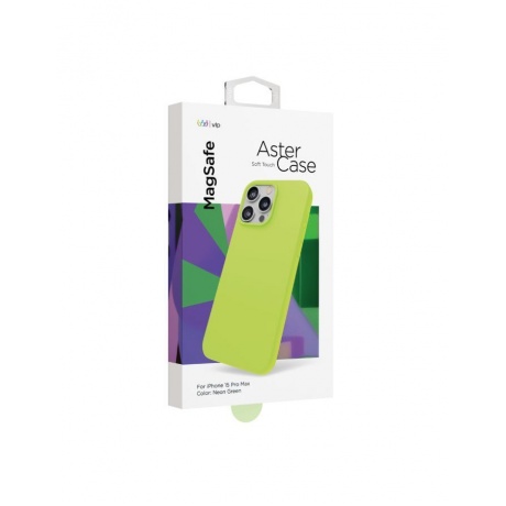 Чехол защитный VLP Aster Case с MagSafe для iPhone 15 ProMax, неоновый зеленый - фото 2