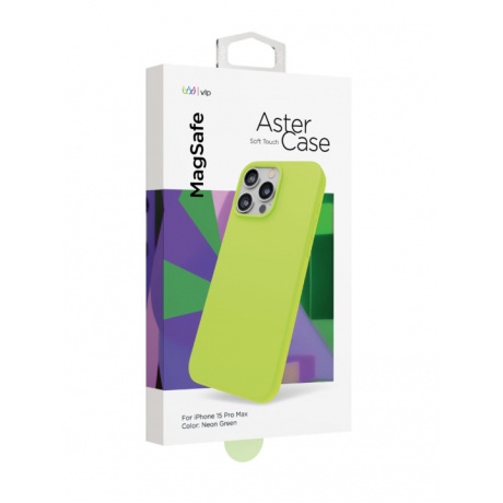 Чехол защитный VLP Aster Case с MagSafe для iPhone 15 ProMax, неоновый зеленый - фото 3