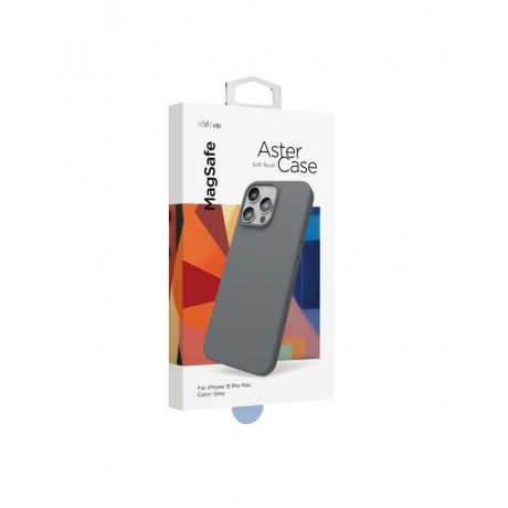 Чехол защитный VLP Aster Case с MagSafe для iPhone 15 ProMax, серый - фото 4