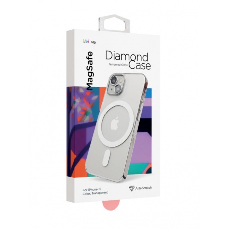 Чехол защитный VLP Diamond Case с MagSafe для iPhone 14/15, прозрачный - фото 3