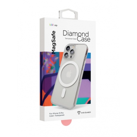 Чехол защитный VLP Diamond Case с MagSafe для iPhone 15 Pro, прозрачный - фото 3