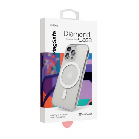 Чехол защитный VLP Diamond Case с MagSafe для iPhone 15 ProMax, прозрачный - фото 3