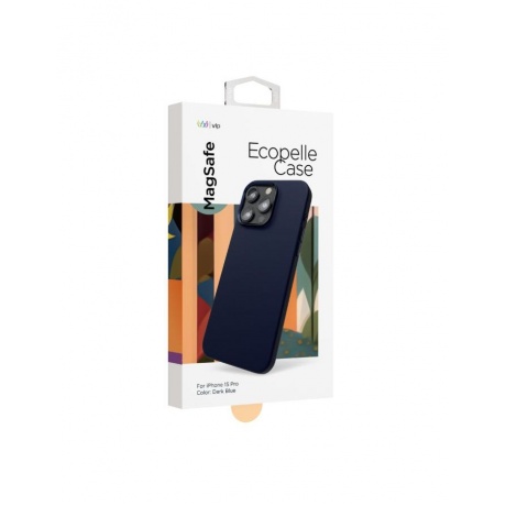 Чехол защитный VLP Ecopelle Case с MagSafe для iPhone 15 Pro, синий - фото 4