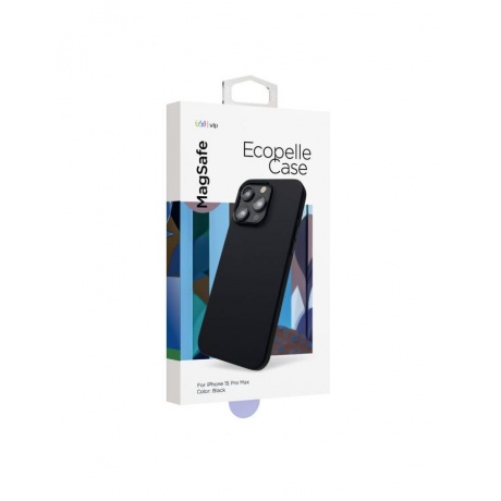 Чехол защитный VLP Ecopelle Case с MagSafe для iPhone 15 ProMax, черный - фото 4