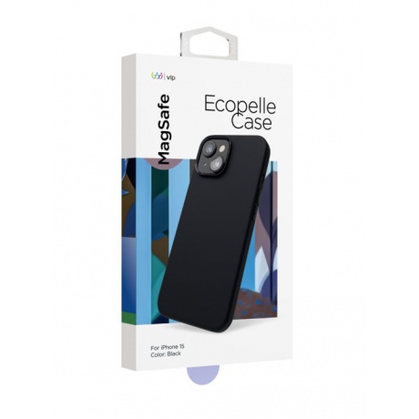 Чехол защитный VLP Ecopelle Case с MagSafe для iPhone 15, черный - фото 2