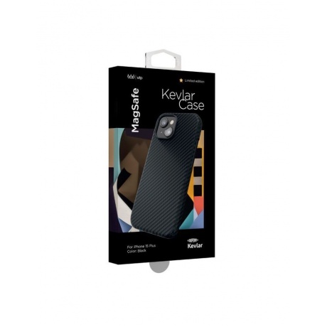 Чехол защитный VLP Kevlar Case с MagSafe для iPhone 15 Plus, черный - фото 4