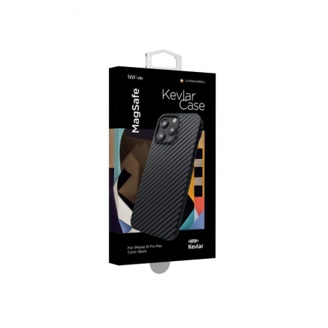 Чехол защитный VLP Kevlar Case с MagSafe для iPhone 15 ProMax, черный - фото 2