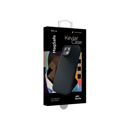 Чехол защитный VLP Kevlar Case с MagSafe для iPhone 15, черный - фото 2