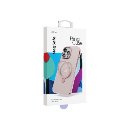 Чехол защитный VLP Ring Case с MagSafe подставкой для iPhone 15 Pro, розовый - фото 2