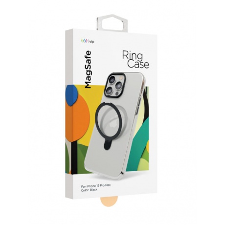 Чехол защитный VLP Ring Case с MagSafe подставкой для iPhone 15 ProMax, черный - фото 3