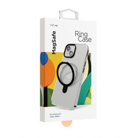 Чехол защитный VLP Ring Case с MagSafe подставкой для iPhone 15, черный - фото 3