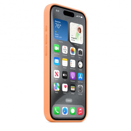 Чехол оригинальный Apple для Iphone 15 Pro Silicone Case - Orange Sorbet - фото 6