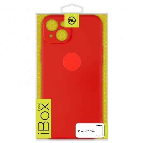 Чехол силиконовый iBox Case для iPhone 15 Plus, с защитой камеры и подложкой, красный - фото 1
