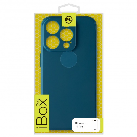 Чехол силиконовый iBox Case для iPhone 15 Pro, с защитой камеры и подложкой, синий - фото 4