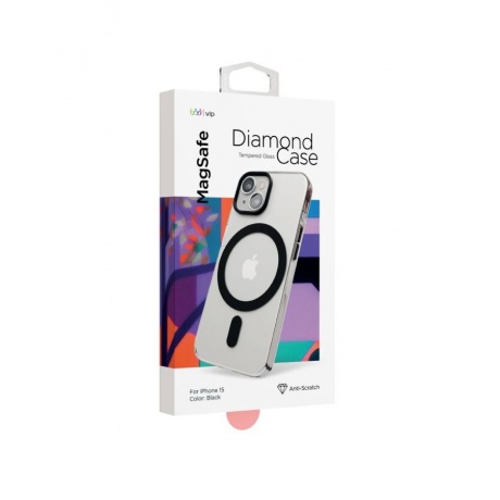 Чехол защитный vlp Diamond Case с MagSafe для iPhone 14/15, черный - фото 3