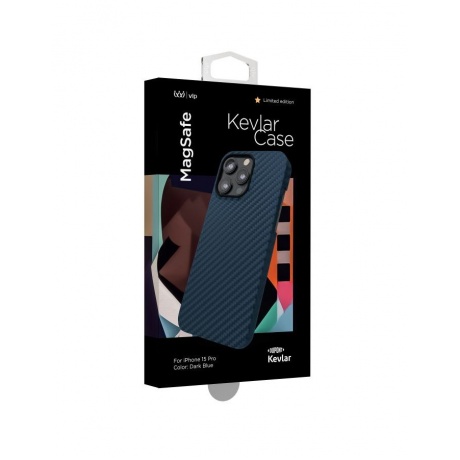 Чехол защитный vlp Kevlar Case с MagSafe для iPhone 15 Pro, темно-синий - фото 2