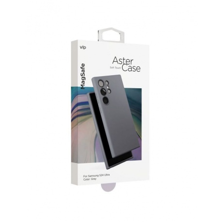 Чехол защитный VLP Aster Case MagSafe для Samsung S24 Ultra, серый - фото 4