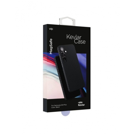 Чехол защитный VLP Kevlar Case MagSafe для Samsung S24 Plus, черный - фото 4