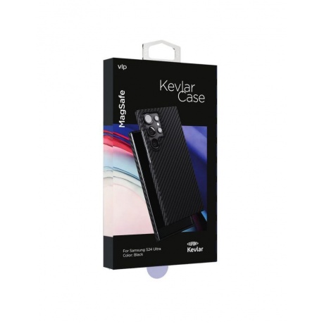 Чехол защитный VLP Kevlar Case MagSafe для Samsung S24 Ultra, черный - фото 4