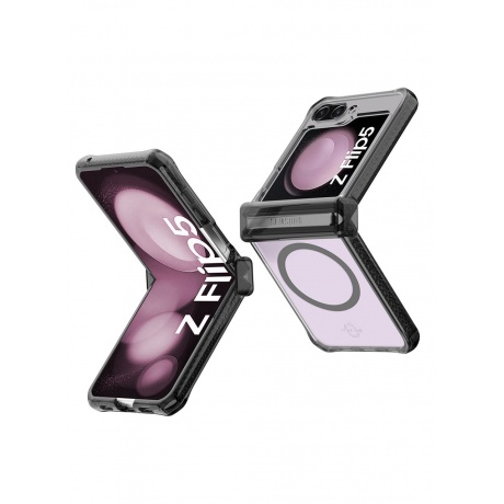 Чехол силиконовый ITSKINS HYBRID HINGE with MagSafe для Samsung Galaxy Z Flip 5, прозр./дымчатый - фото 7
