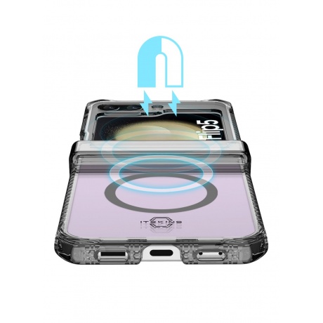 Чехол силиконовый ITSKINS HYBRID HINGE with MagSafe для Samsung Galaxy Z Flip 5, прозр./дымчатый - фото 8