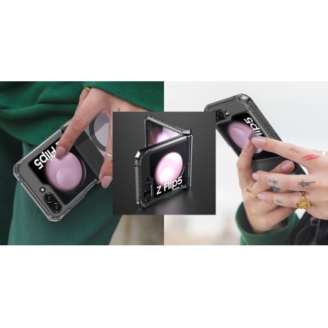 Чехол силиконовый ITSKINS HYBRID HINGE with MagSafe для Samsung Galaxy Z Flip 5, прозр./дымчатый - фото 10